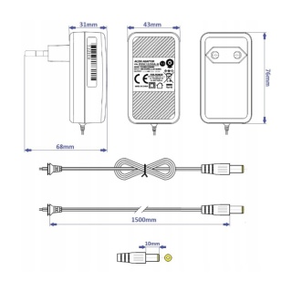 Zasilacz wtyczkowy 12V 30W 2.5A impulsowy adapter POSC12250A-H-2555