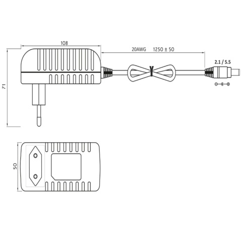 Zasilacz wtyczkowy 12V 36W 3A impulsowy EB3612